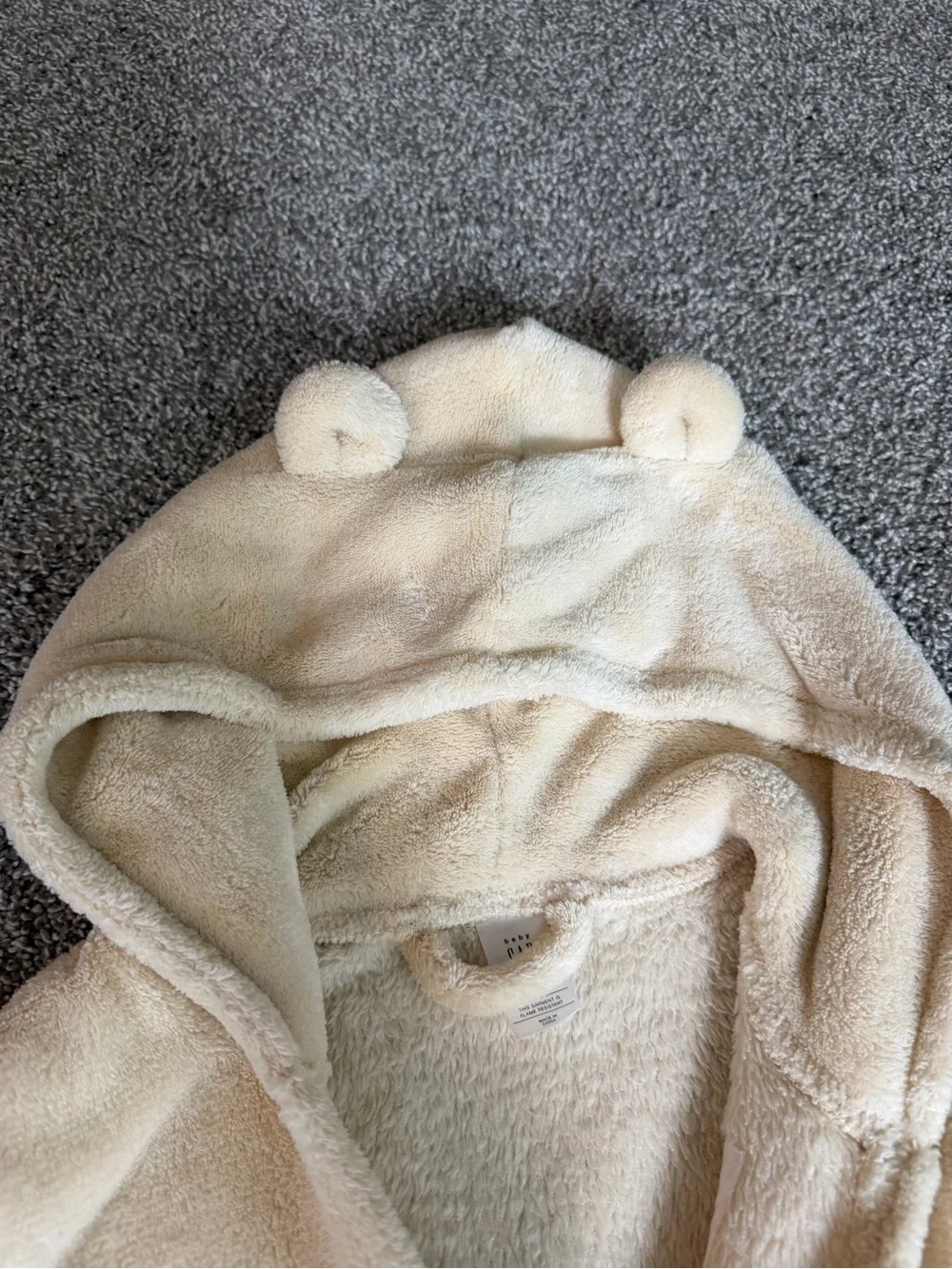 Baby Gap Toddler 3T Cream Plush Bear Hooded Fleece Bath Robe Cozy